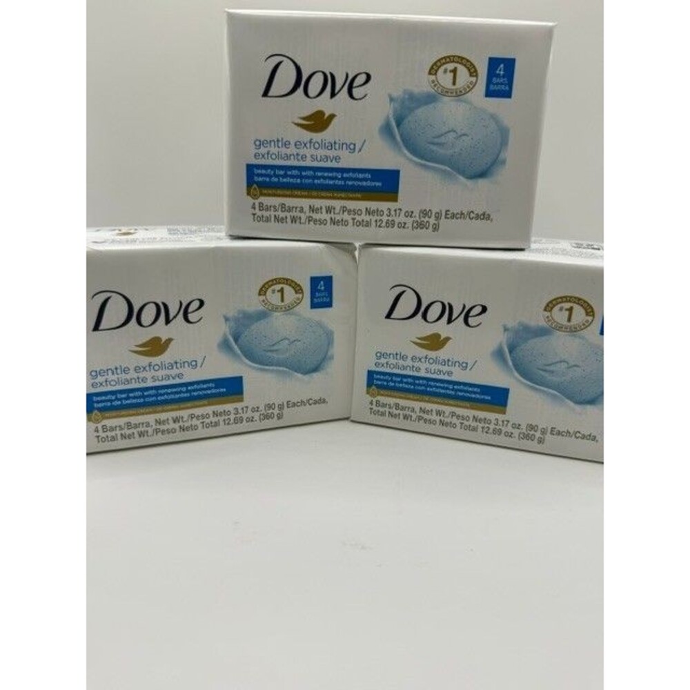 Dove Gentle Exfoliating Beauty Bar Soap 12 Bars 3 Packs of 4 Moisturizing